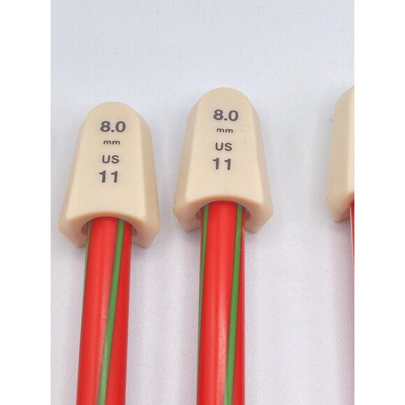 Vintage Christmas 10” Knitting Needles Gift Set Susan Bates Candy Cane 8 9 10 - Picture 10 of 16